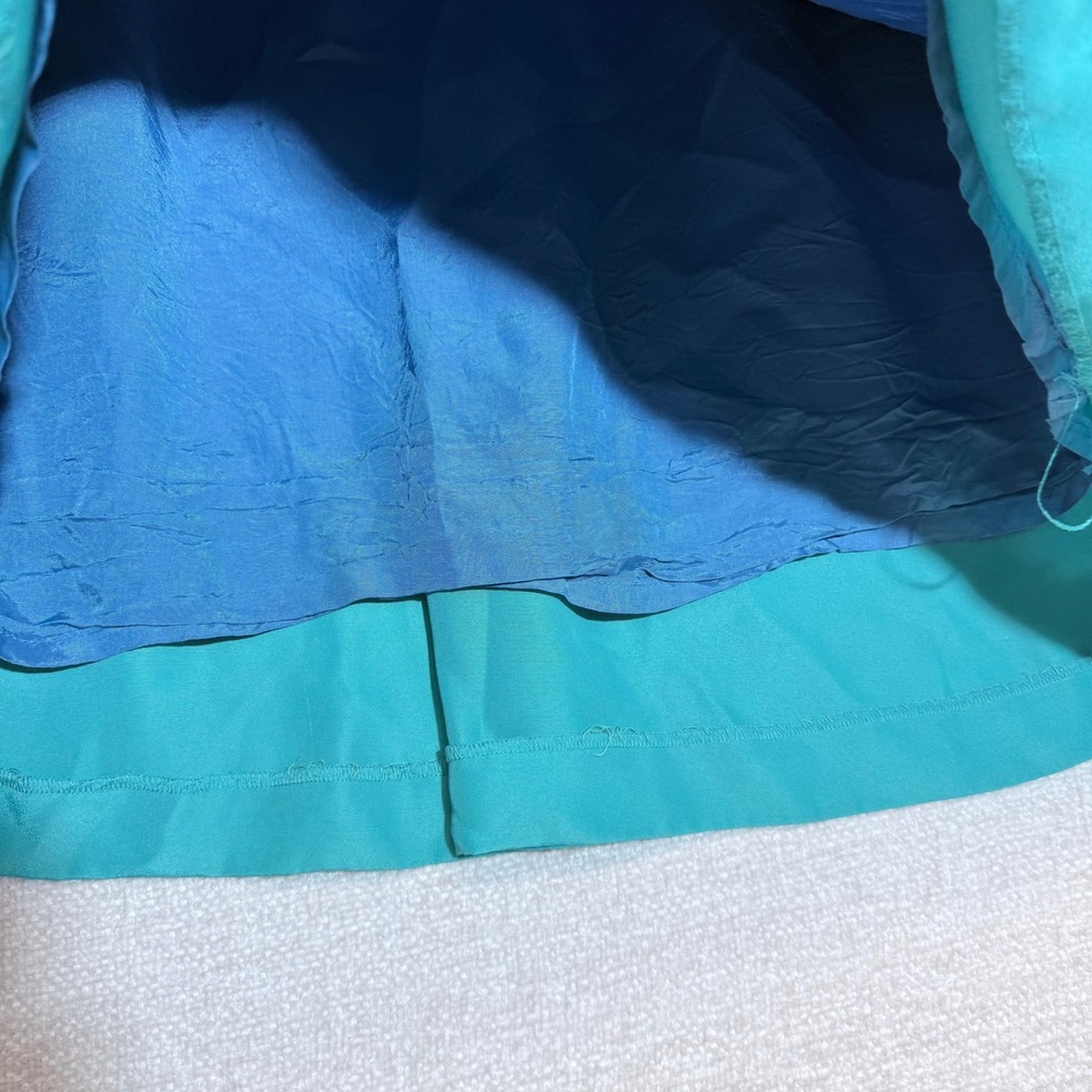 J.Crew Blue Teal Colorblock Pleated Mini Skirt with Pockets Style 25601 Size 8 - Picture 4 of 10